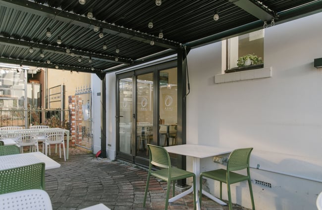 Hidden courtyard of NOKI cafe in Christchurch