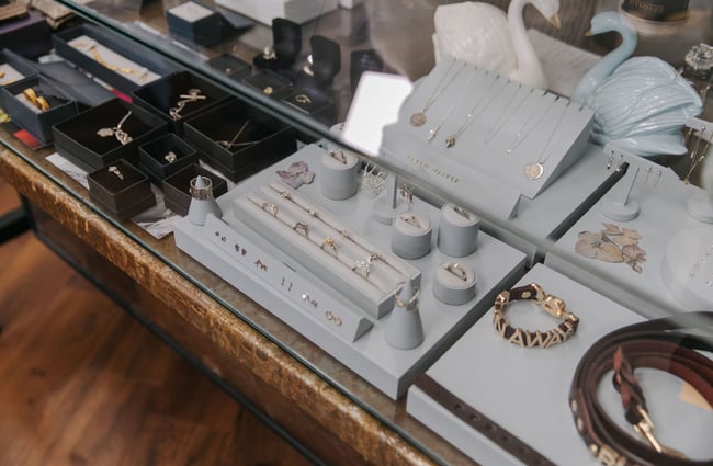 Jewellery on display at Palm Boutique.