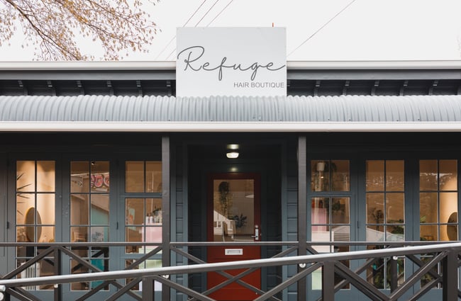 Entranceway to Refuge Hair Boutique, Wellington.