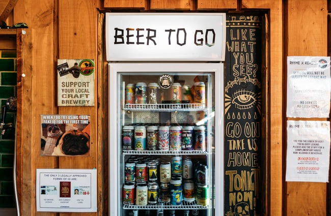 The takeaway beer fridge at Rhyme and Reason, Wānaka.