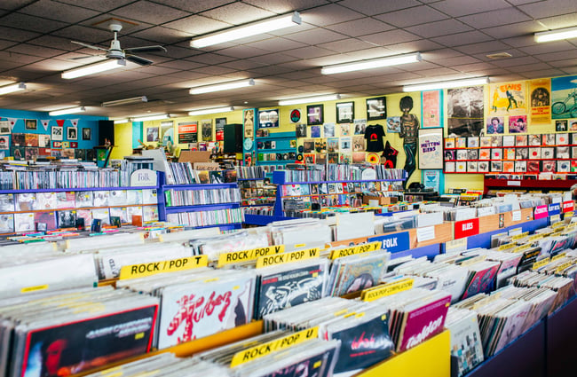 Interior view of Slow Boat Records, Wellington.