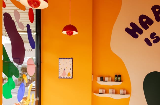 The bright and colourful interior of Small Mercies Auckland.