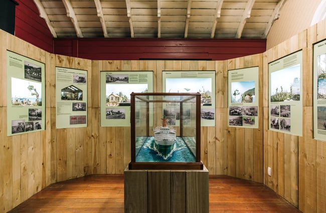 Shipping display at Tawhiti Museum, Taranaki.