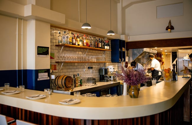 The curved bar inside Tempero restaurant.
