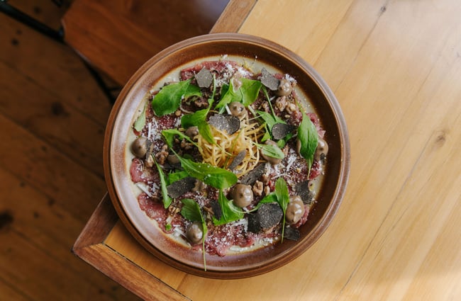 Beef carpaccio at Boat Shed Cafe.