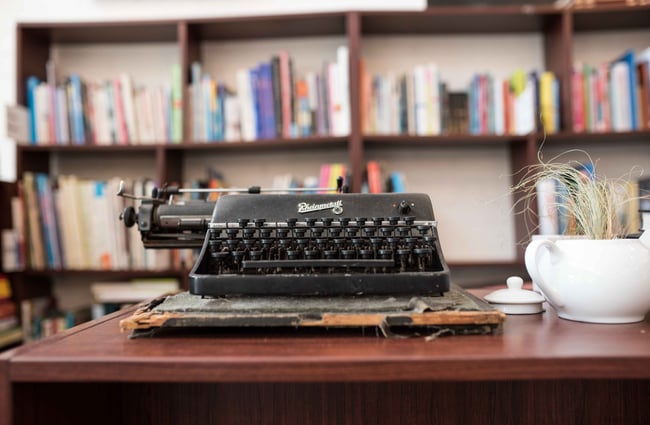 Old fashioned black typewriter.
