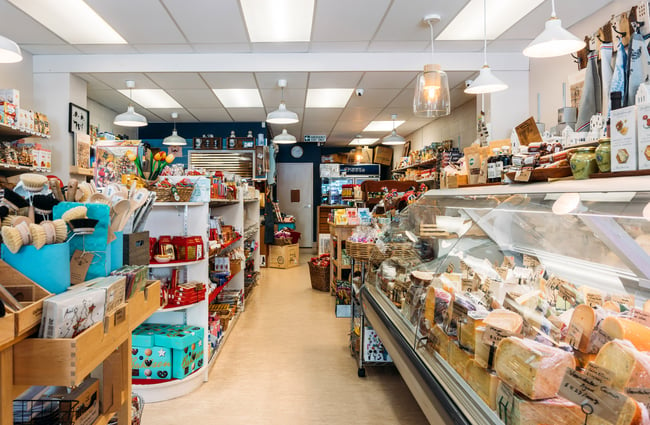 Overview of specialty food store showcasing Dutch and European food products