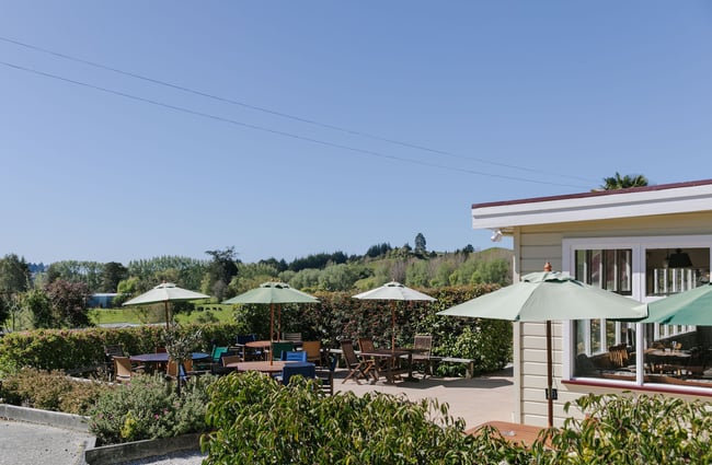 Outdoor seating area at The Moutere Inn, Nelson Tasman.