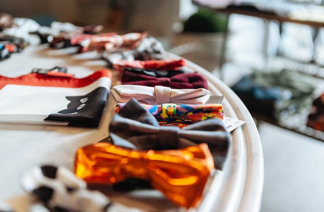 Close up of bow ties.