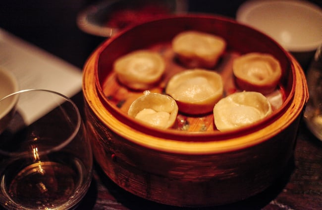 Dumplings on a table.