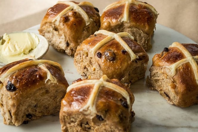 Hot cross buns by Amano in Auckland.