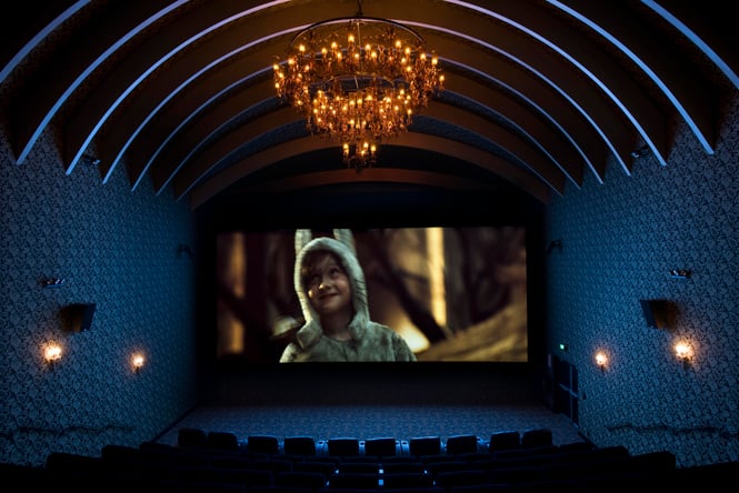 A film being played on the big screen at Matakana Cinema.