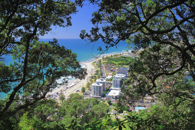 A view of Mount Maunganui from above.