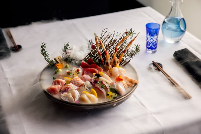An incredible looking plate of seafood on a plate.