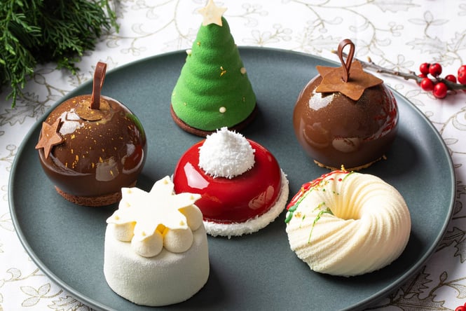Christmas style pastries on a platter.