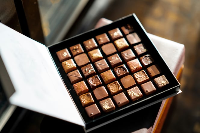 Box of small specialty chocolates