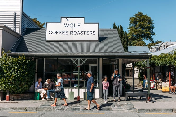 The entrance to Wolf Coffee Roasters.