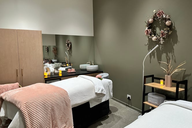 The inside of a treatment room at Embrace Skin and Beauty in Rolleston.