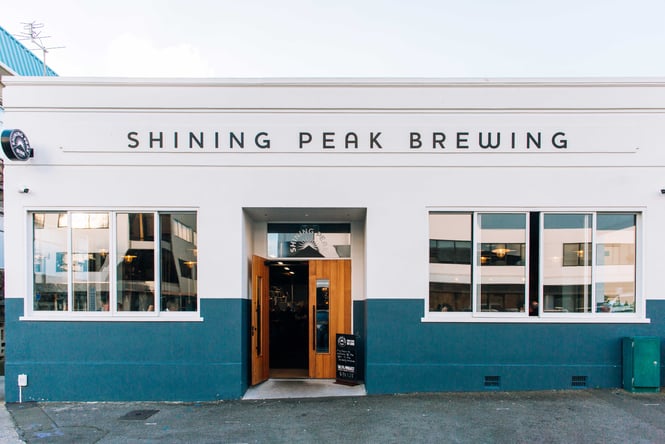The exterior of Shining Peak Brewery in New Plymouth.