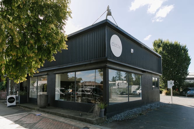 The black exterior of Clothe clothing store in Methven.