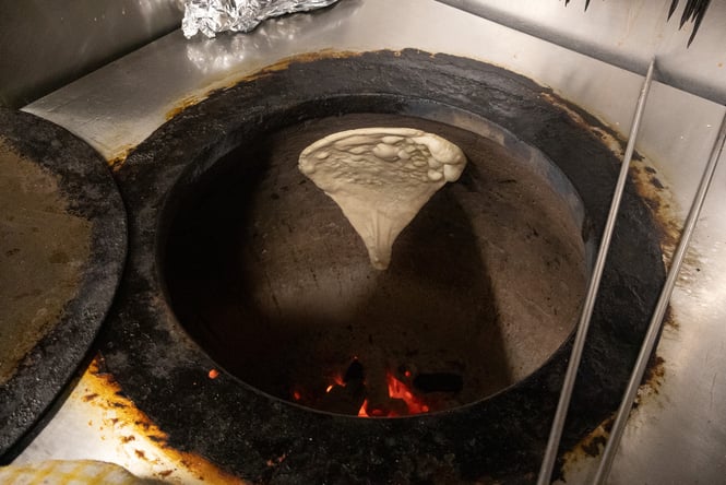 A naan cooking.