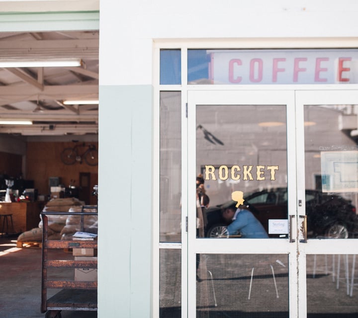 Entrance to Rocket Coffee Roasters.