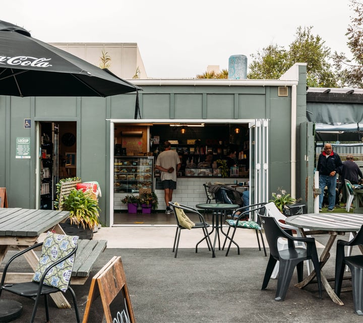 The outdoor seating are at the Lock Up in Kapiti.