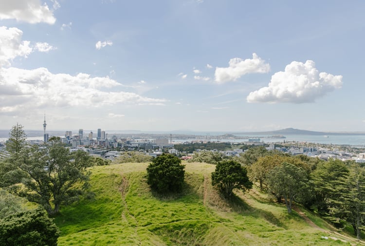 Beautiful view looking out across Auckland from Mt Eden