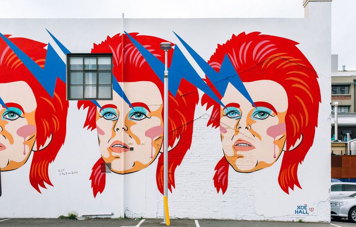 David Bowie mural on Hannah's Laneway in Wellington.