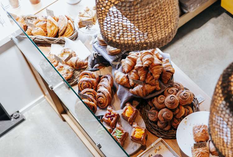 Trays of croissants and pastries from Bohemian Bakery.