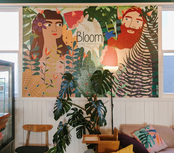 Art mural inside Bloom, Moetueka, Tasman.