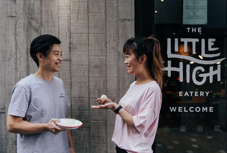 Andy Shiau and Mia Zhao outside Little High Eatery in Christchurch