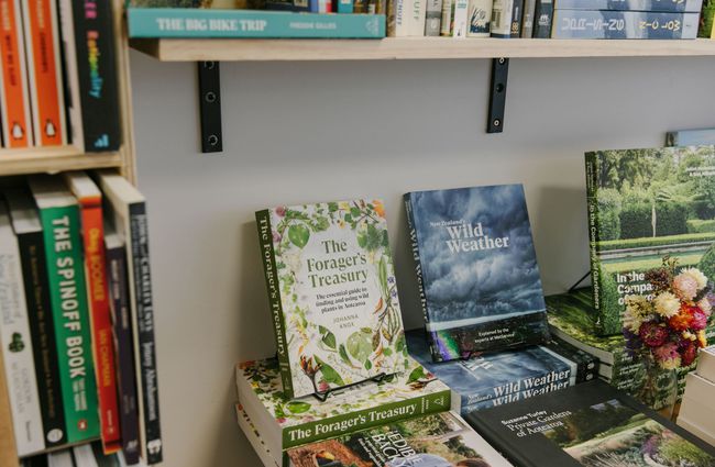 Close up of Forager's Treasury at Bay Hills Books in Timaru, New Zealand.
