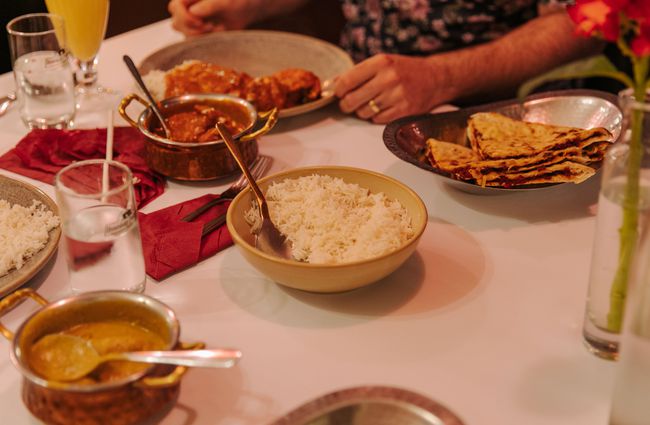Indian dishes on the table.