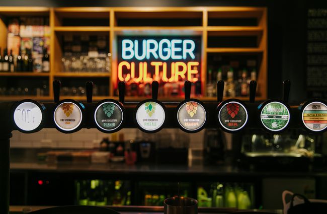 Beer taps at Burger Culture.