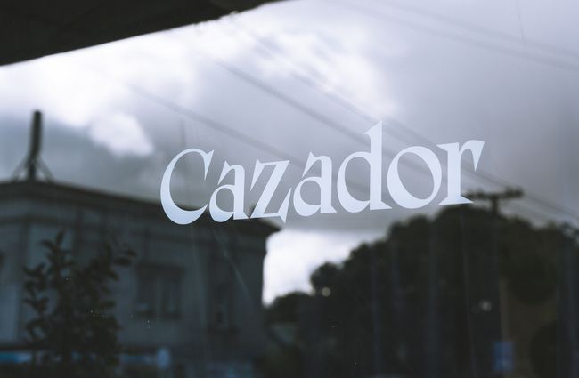 Cazador window sign.