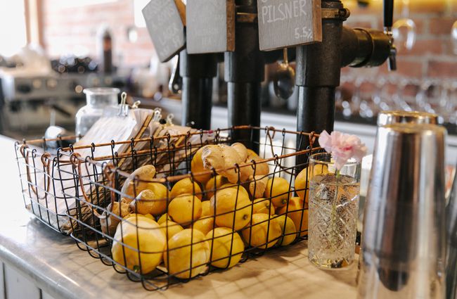 A basket of lemons on the bar at Civil and Naval in Lyttelton.