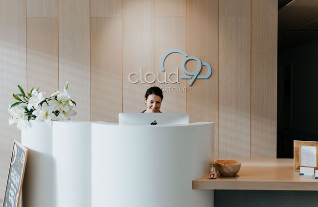 Reception counter at Cloud9 Float Club in Christchurch.