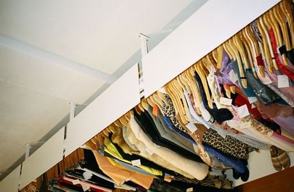 Rack of vintage clothing at Crushes, Auckland.