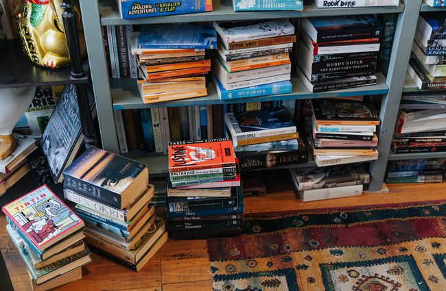 Books on the floor.