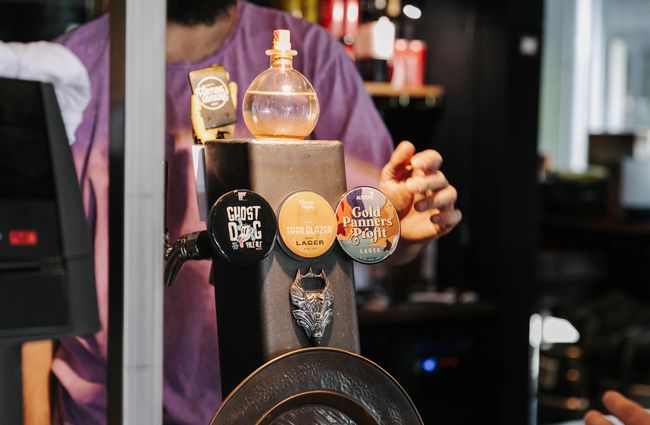 Close up of beer taps at Dice and Slice in Christchurch.