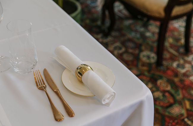 Close up of napkin and cutlery at Miro at the Manor.