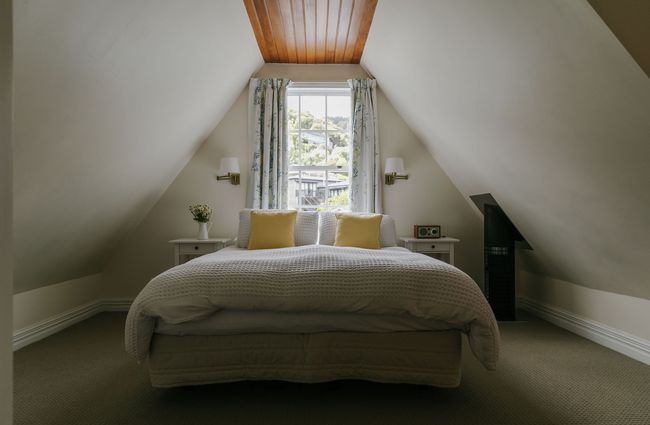 View of the bedroom at French Bay House, Akaroa Canterbury.