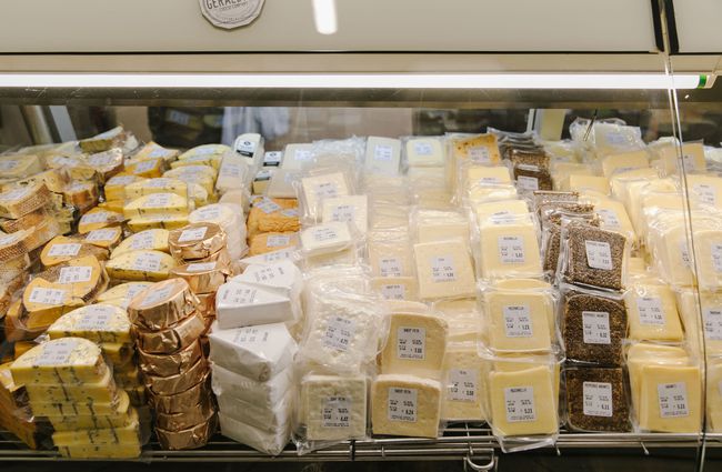 Variety of different cheeses for sale at Geraldine Cheese Company.