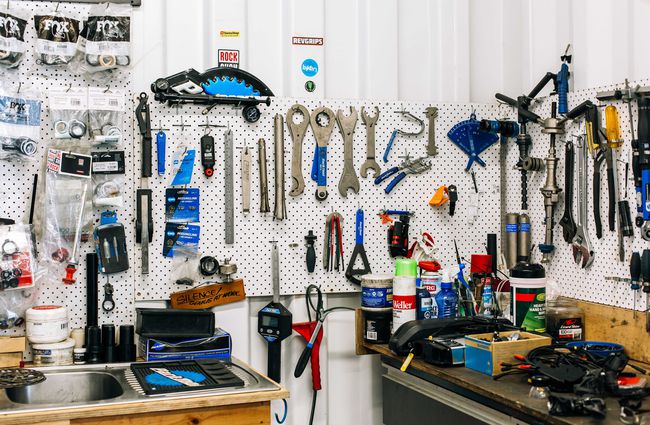 Tools used to fix bicycles at Get Fixed Bicycle Cafe, Porirua.