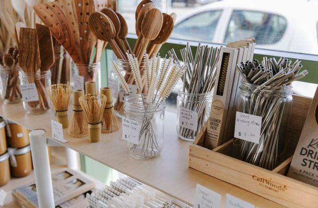 Wooden utensils for sale at GoodFor in Christchurch.