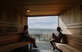 Two friends in the sauna at He Puna Taimoana.