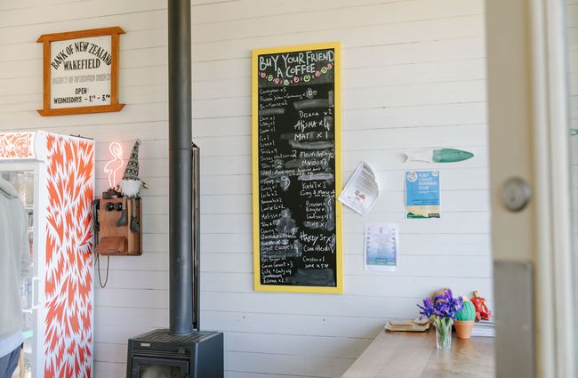 Buy your friend a coffee blackboard on the wall at Java Hut, Māpua.
