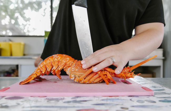 Close up of a crayfish at Kaikōura Seafood Bbq.