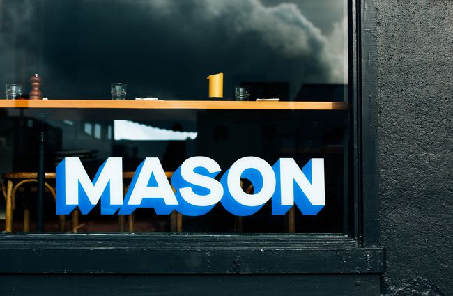 Close up of Mason sign.